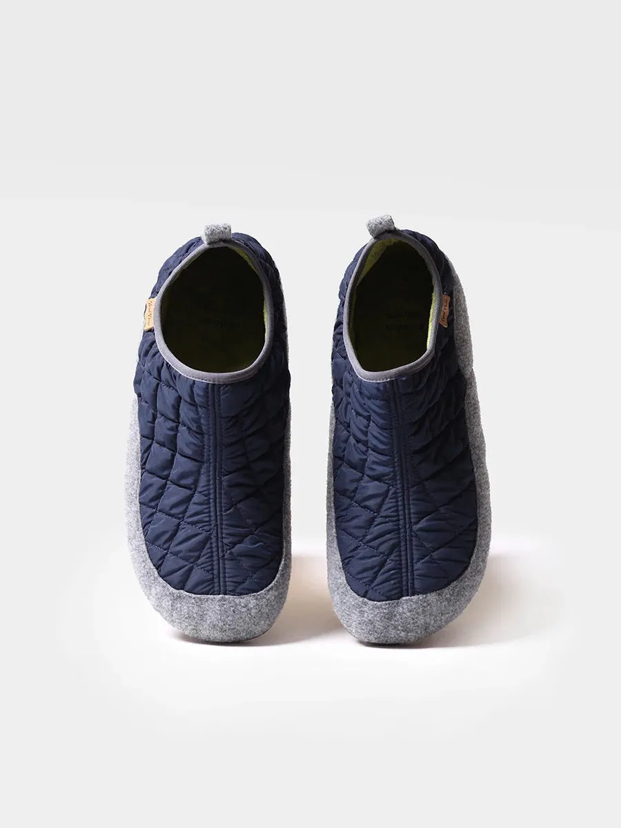 Men's slippers in felt and padded fabric in Navy - NIL-UM