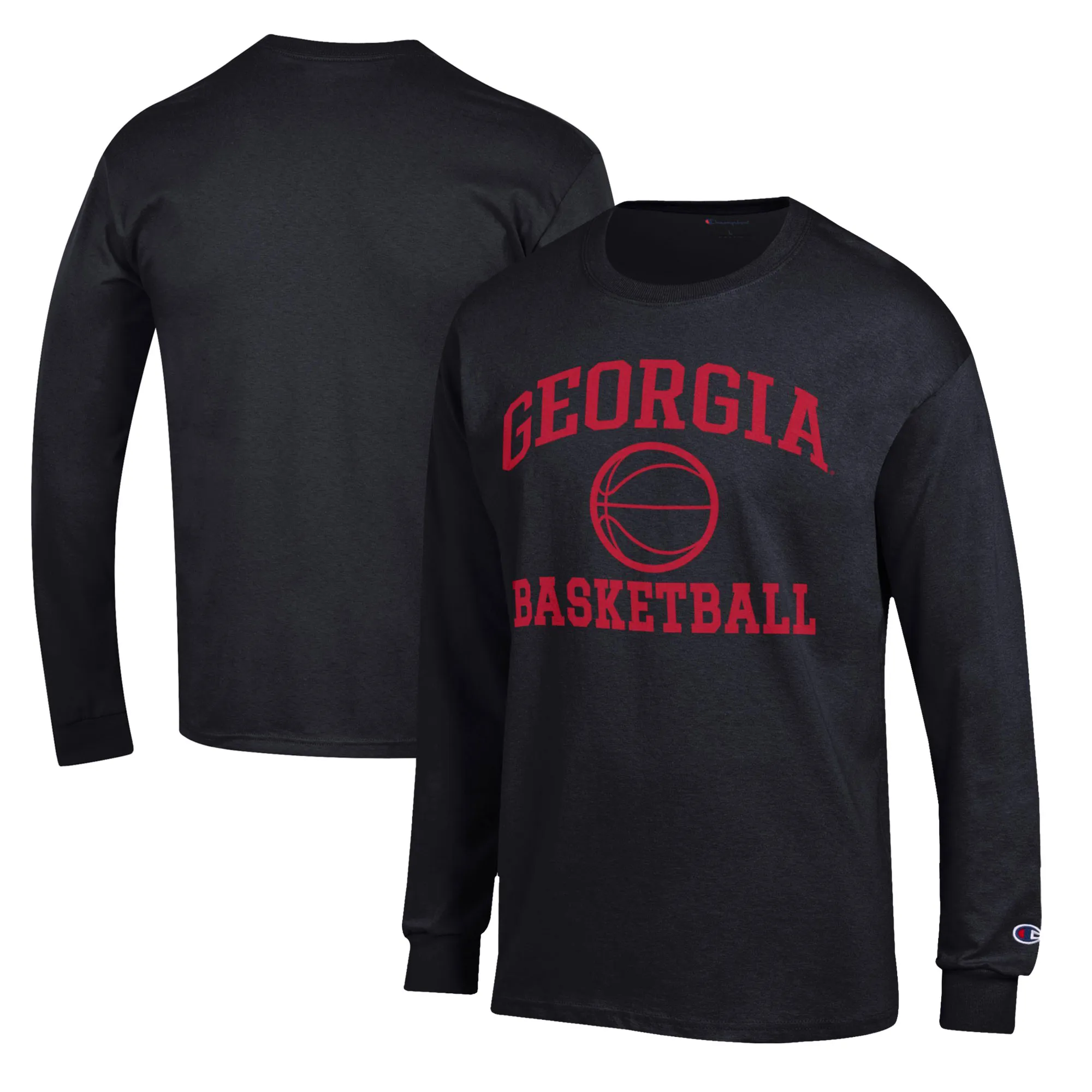 Men's Champion Black Georgia Bulldogs Basketball Icon Long Sleeve T-Shirt