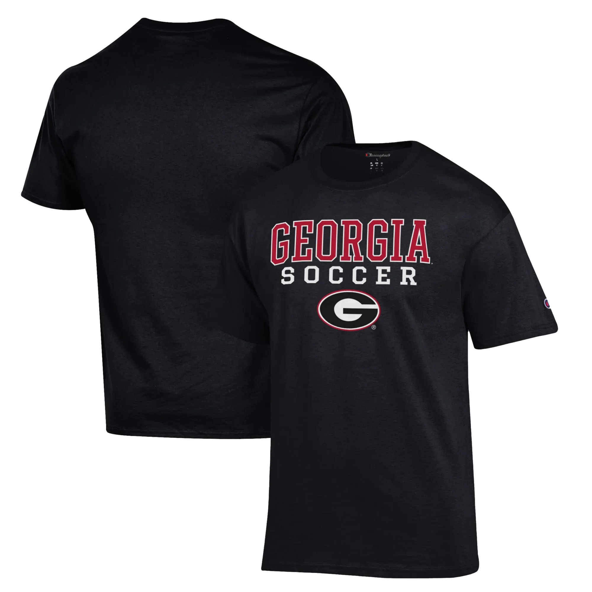 Men's Champion Black Georgia Bulldogs Soccer Stack Logo T-Shirt