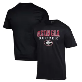 Men's Champion Black Georgia Bulldogs Soccer Stack Logo T-Shirt