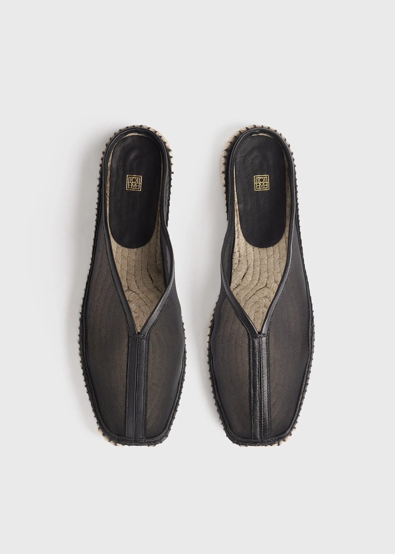 Mesh espadrille slippers black