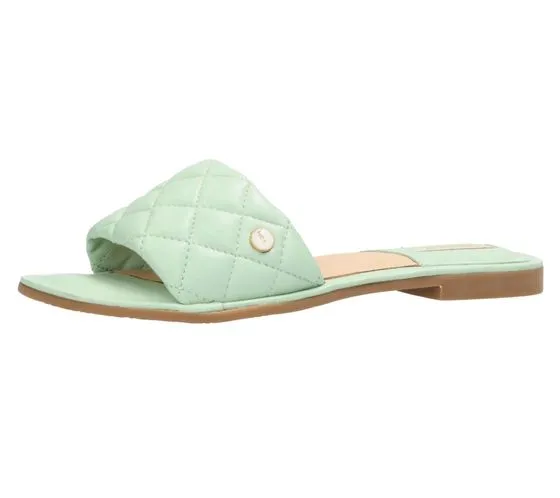 MEXX Zapatos de mujer de piel auténtica con aspecto acolchado, mules de verano, zapatos sin cordones MXCY007501W verde menta