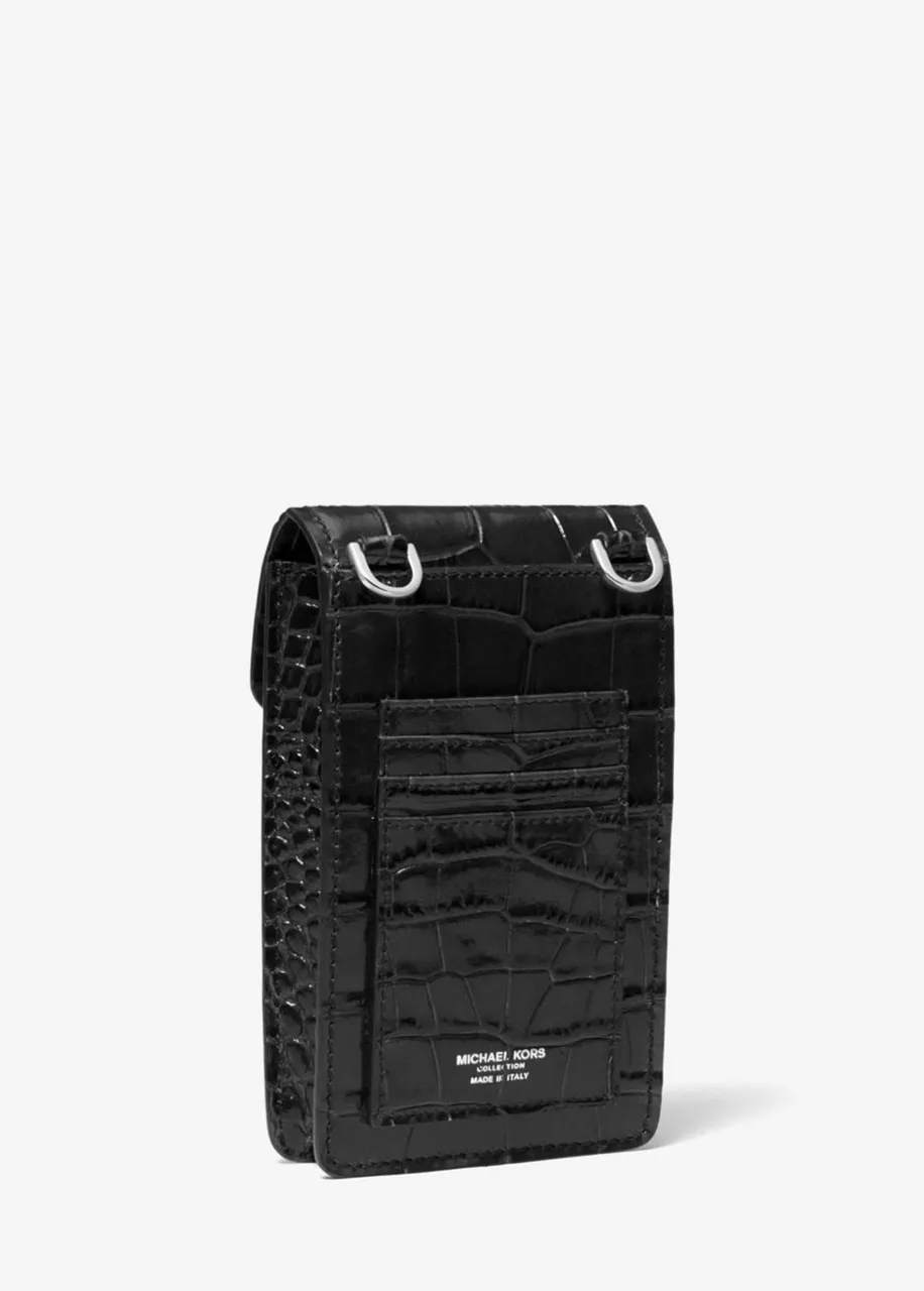 MICHAEL KORS Gramercy crocodile embossed leather phone crossbody bag -                         -                     -          