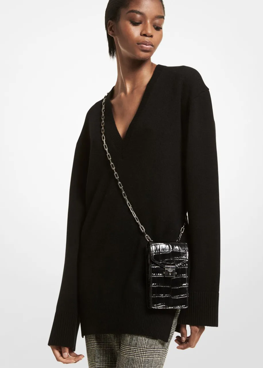 MICHAEL KORS Gramercy crocodile embossed leather phone crossbody bag -                         -                     -          