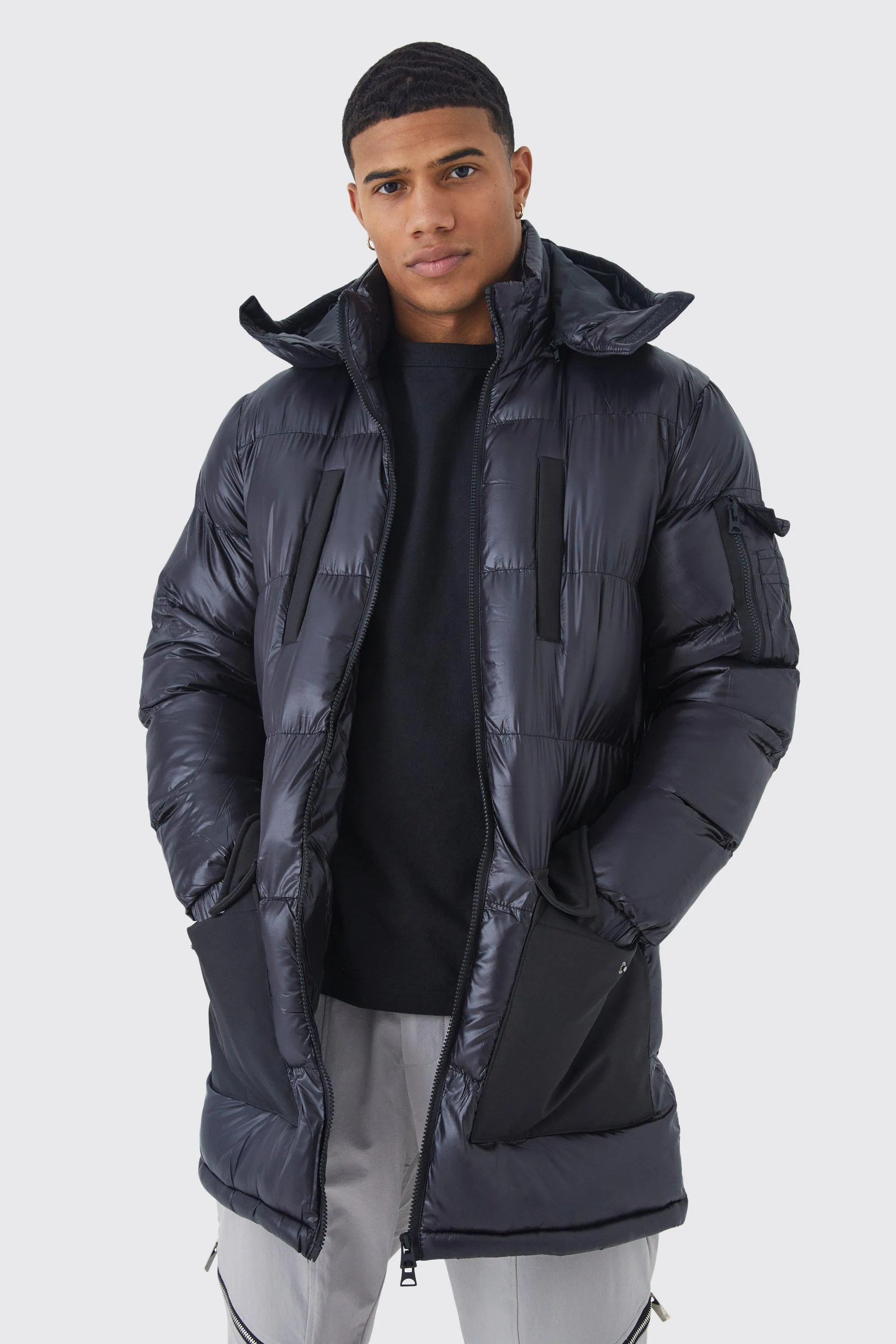 Mid Length Quilted Puffer With Hood