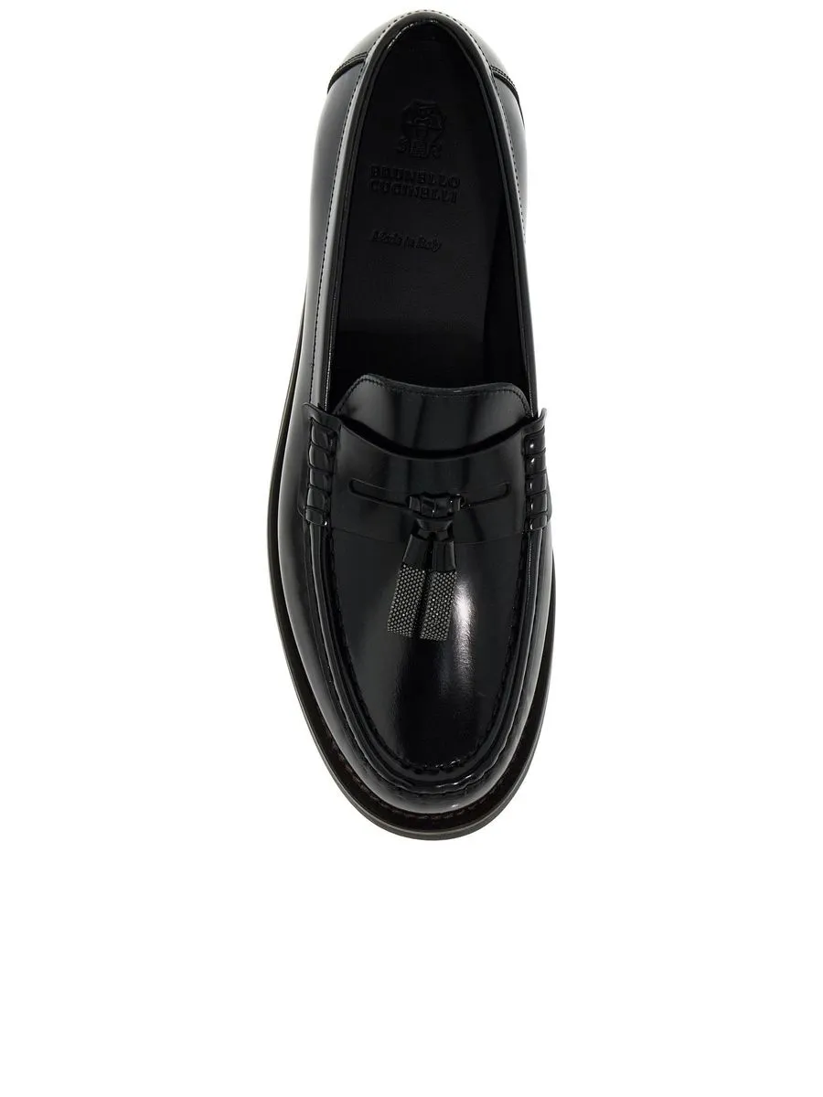 Minimal Shiny Tassel Calfskin Loafers