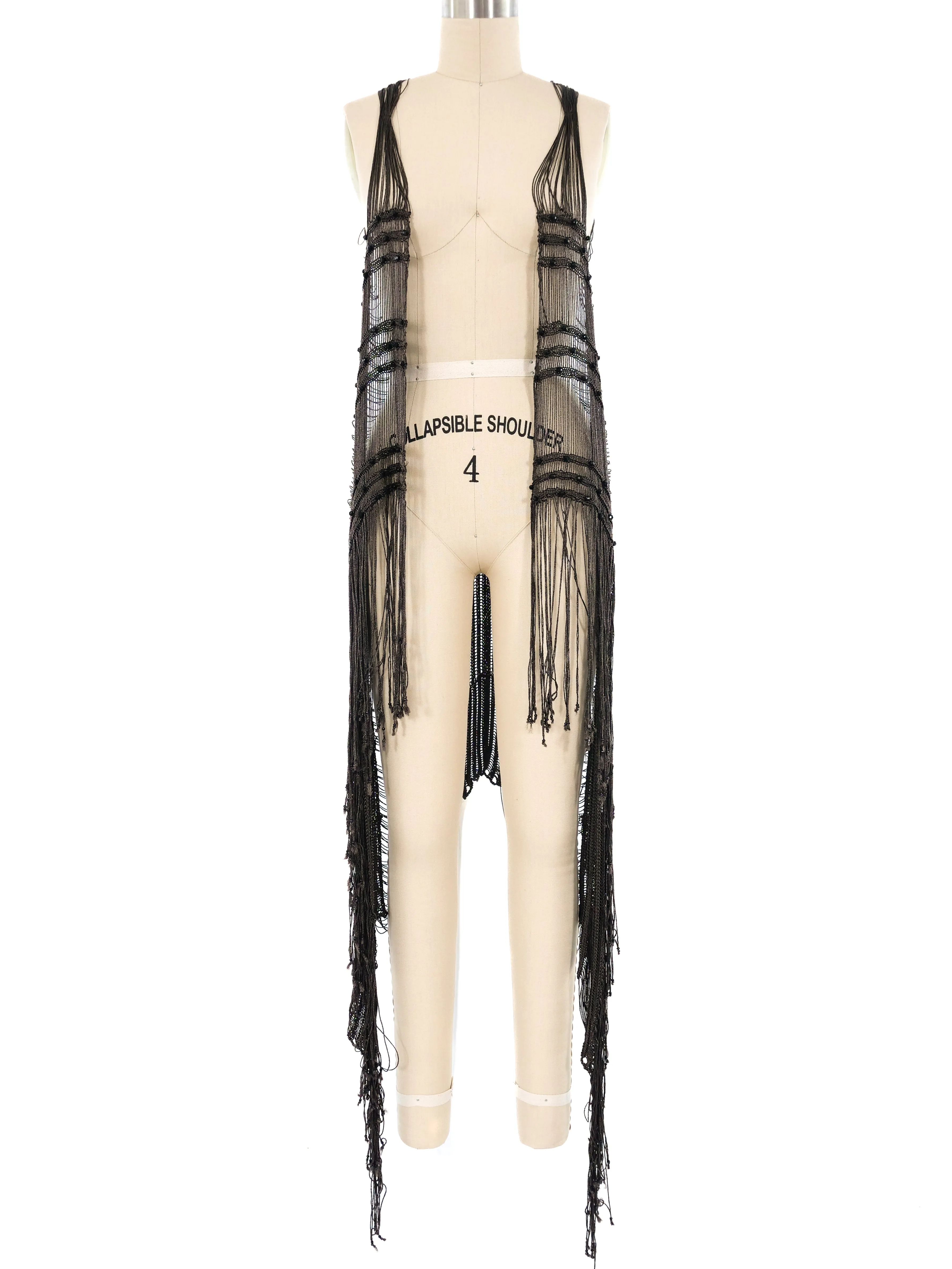 Mondi Gunmetal Woven Fringed Vest