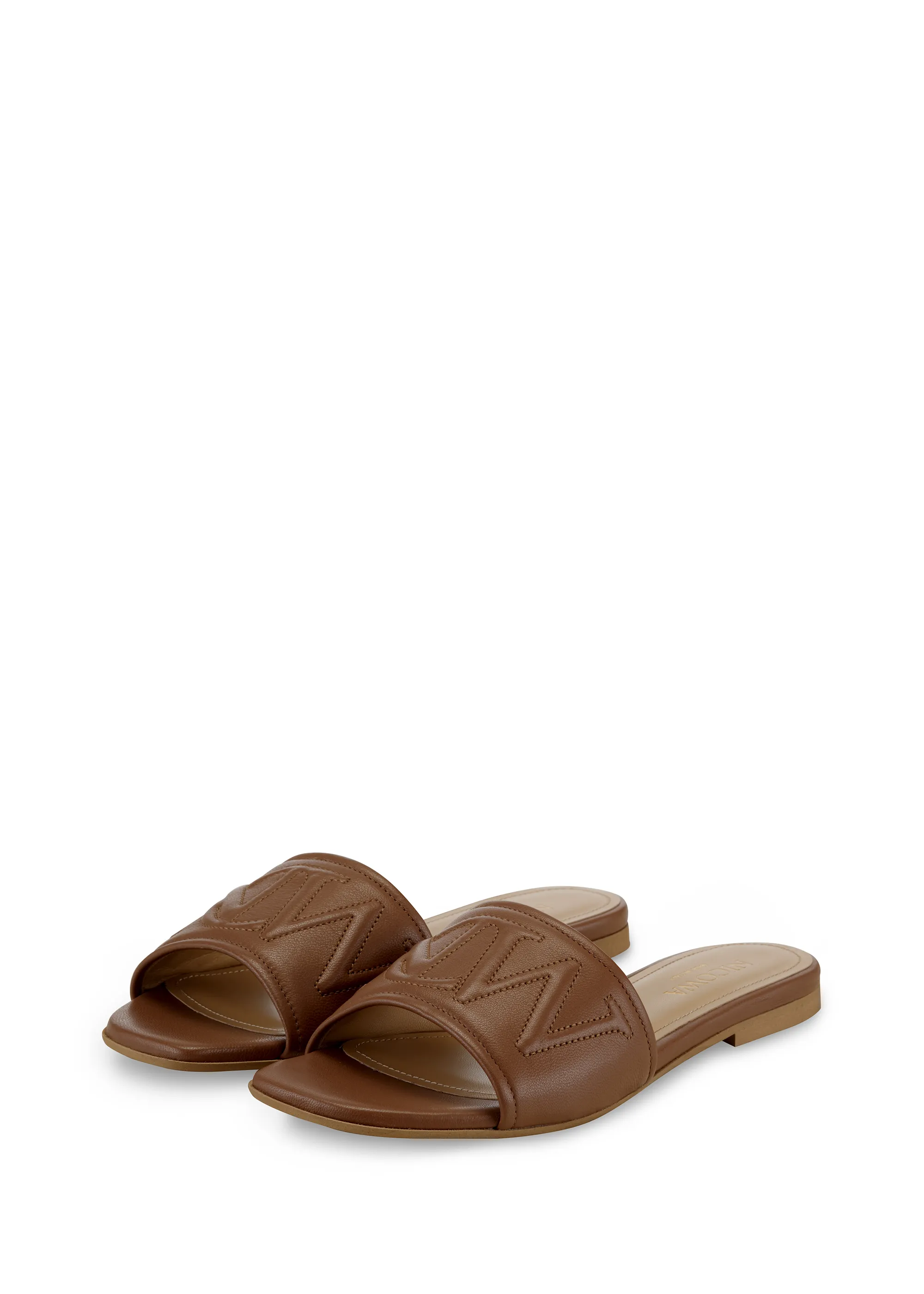 Monogram slide sandals - LAUREWI NCW in Brown