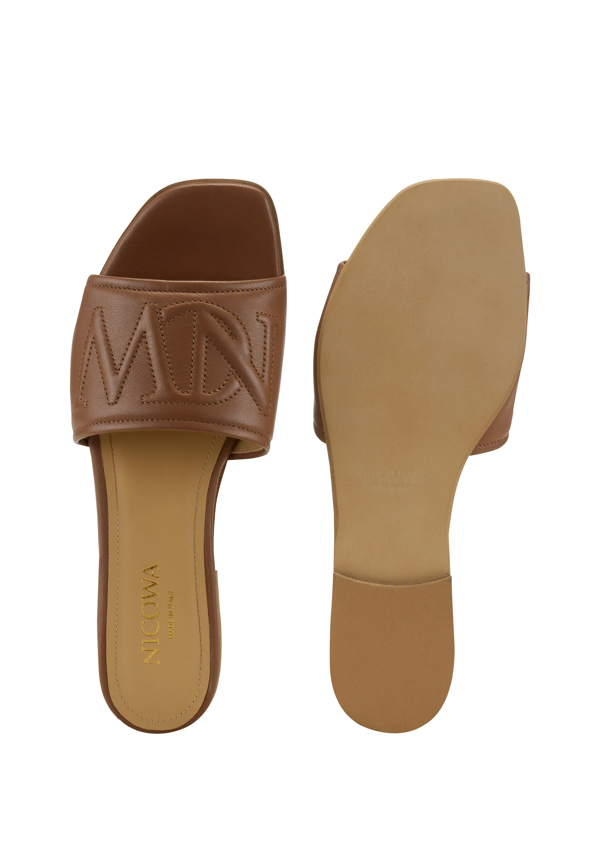 Monogram slide sandals - LAUREWI NCW in Brown