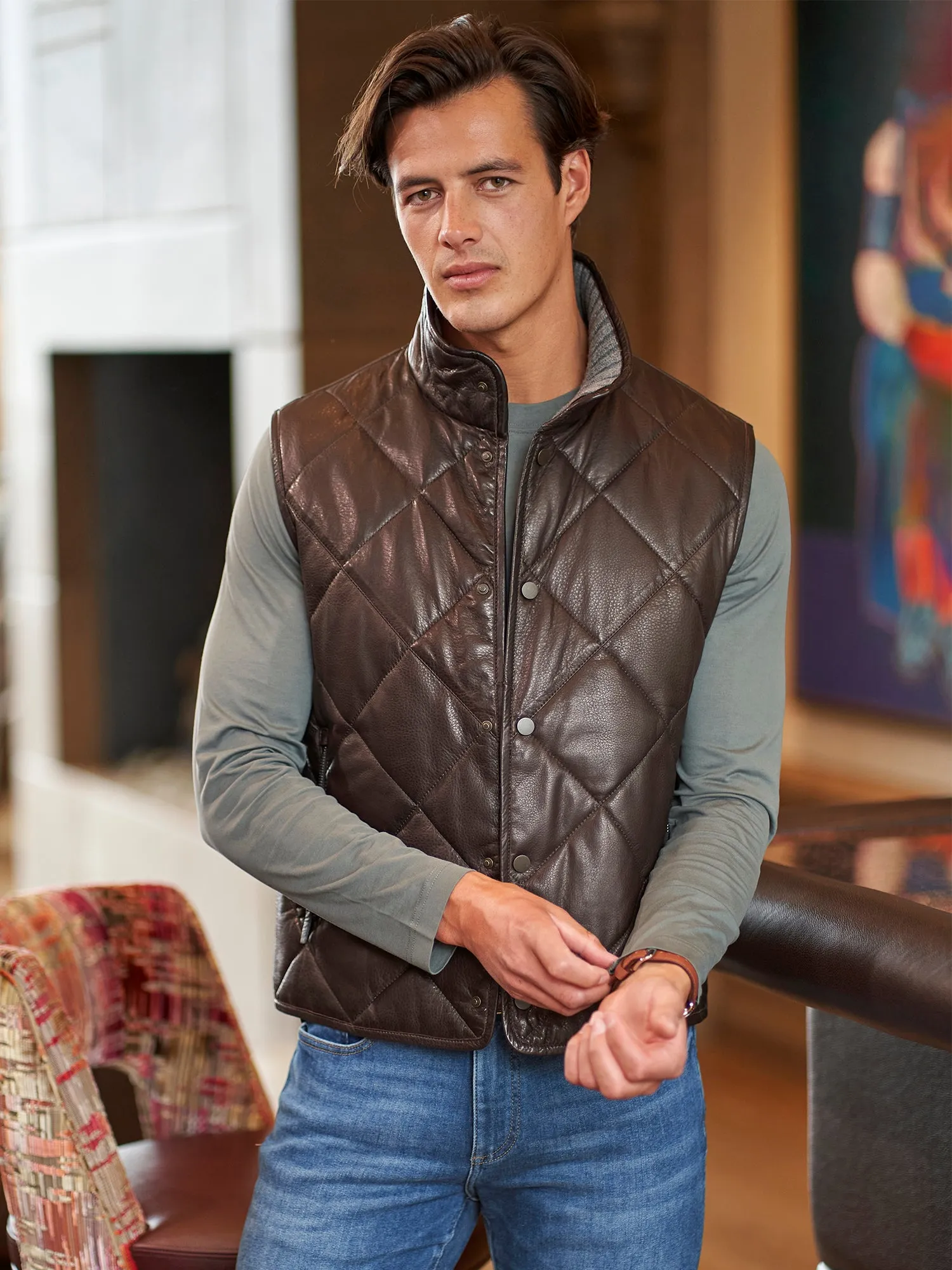 Moritz Leather Quilted Vest