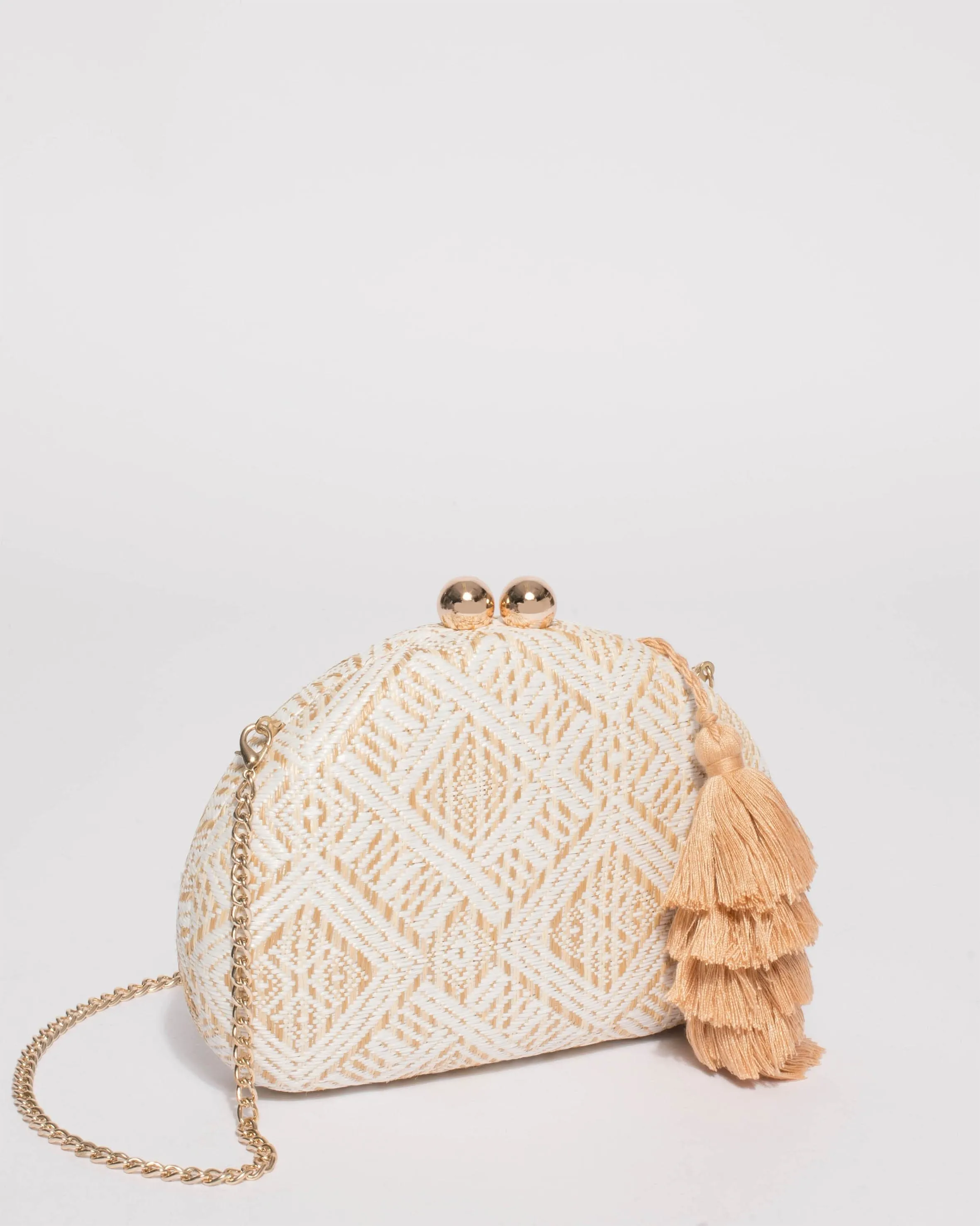 Natural Jade Hardcase Tassel Clutch Bag