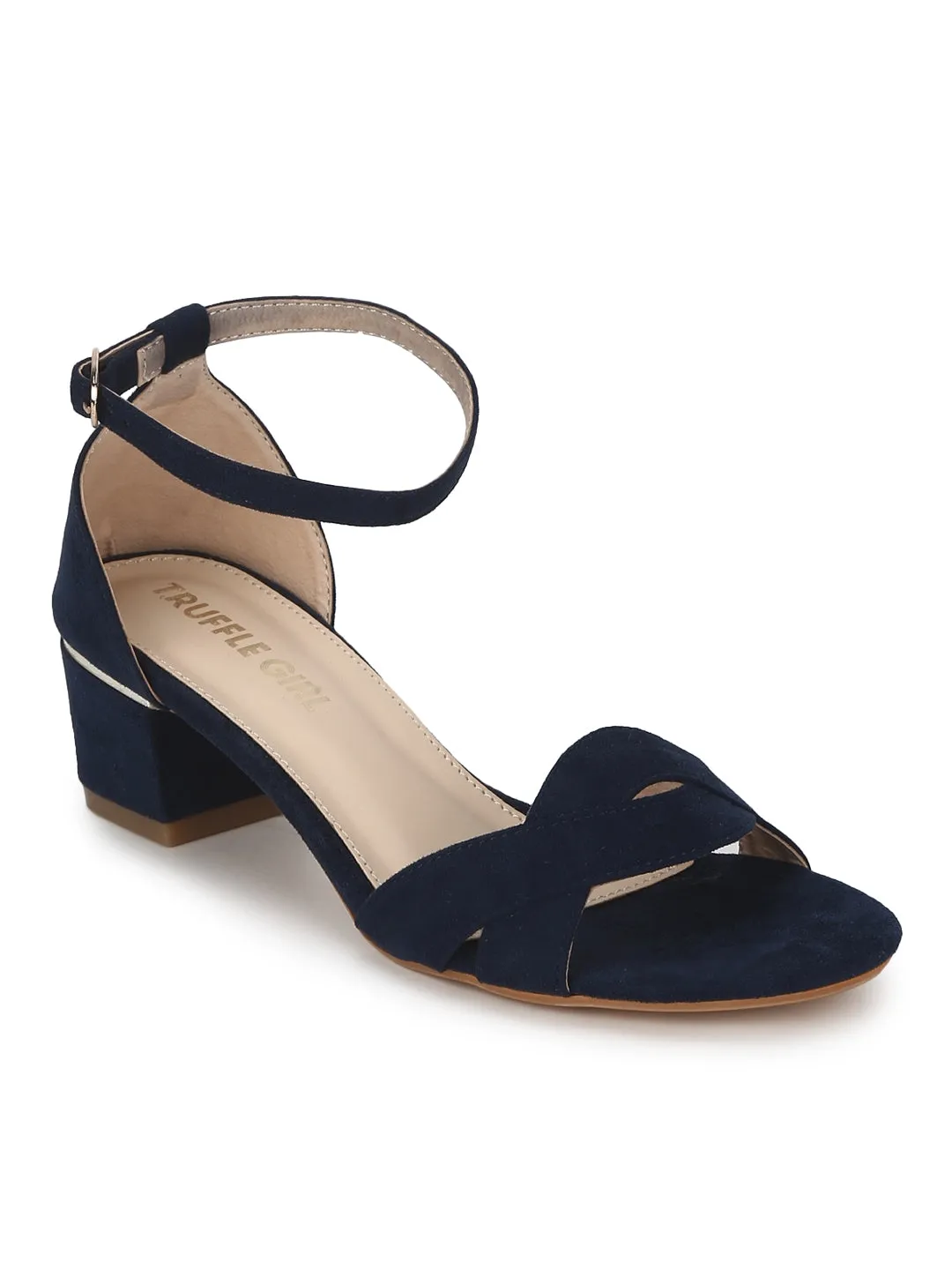 Navy Blue Micro Low Heel Sandals