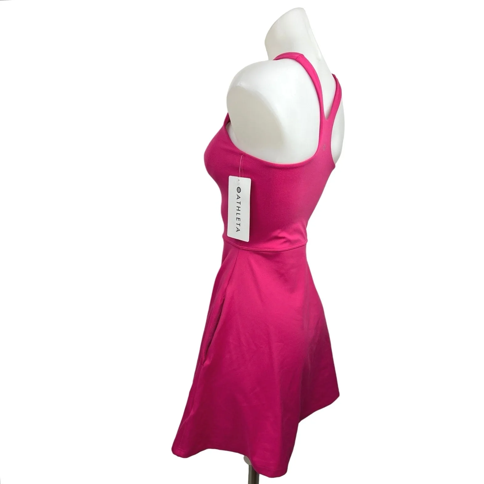 NEW Athleta Conscious Pink Racerback Tennis Golf  Mini Fit & Flare Dress Sz XXS