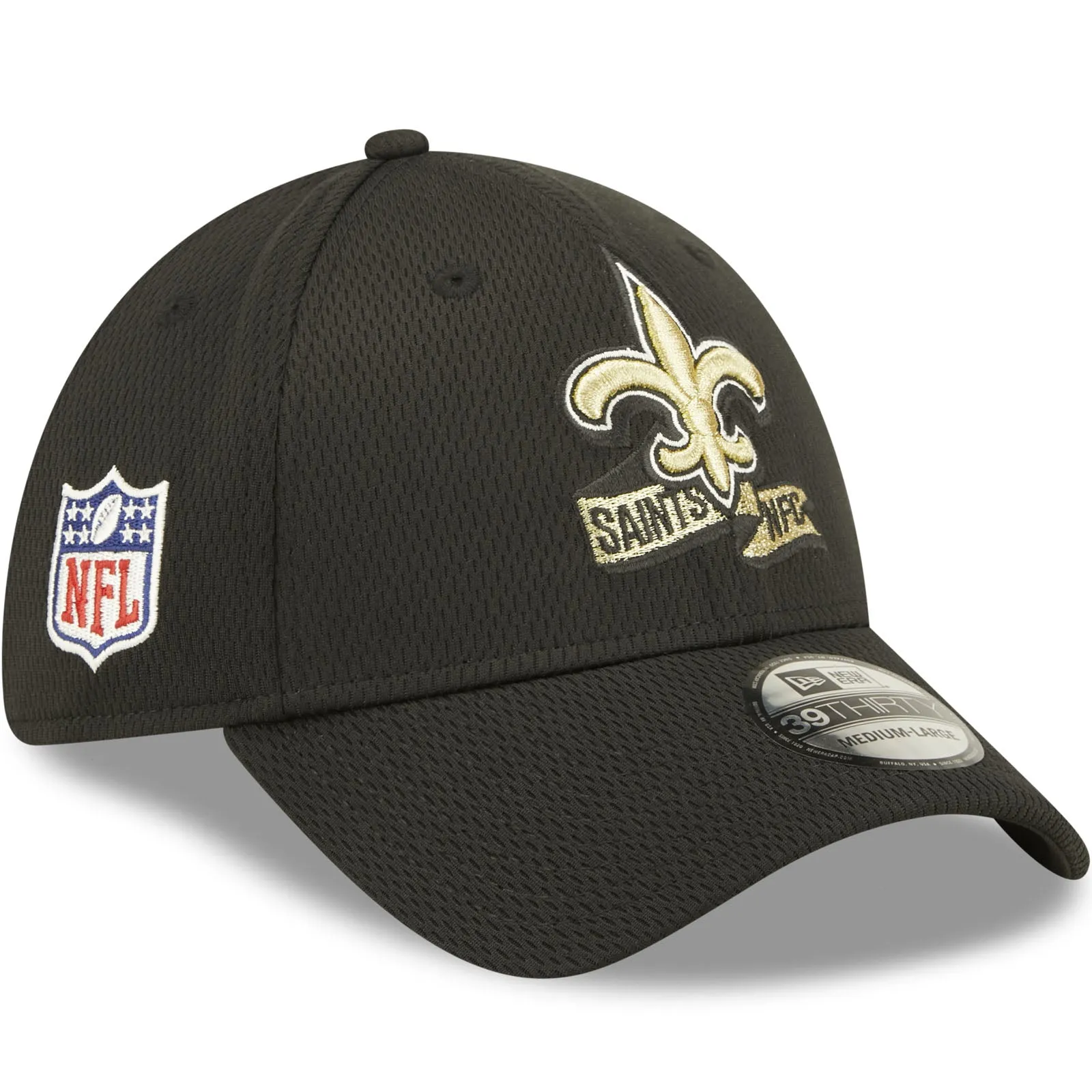 New Era New Orleans Saints NFL 39THIRTY Sideline Coach 2022 Baseball Cap Black