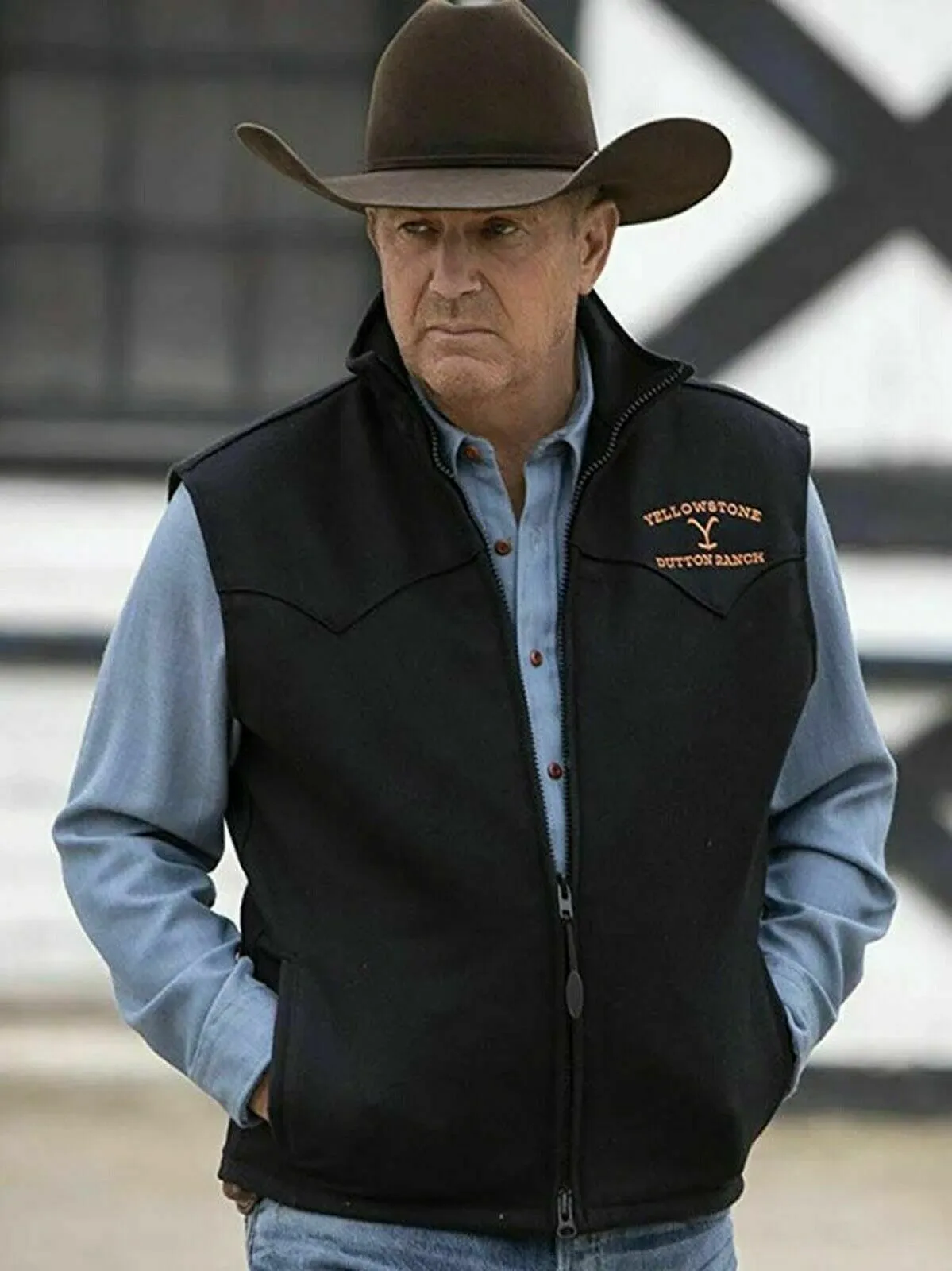 New Men's Yellowstone Vest Kevin Costner John Dutton Black Cotton Vest Jacket