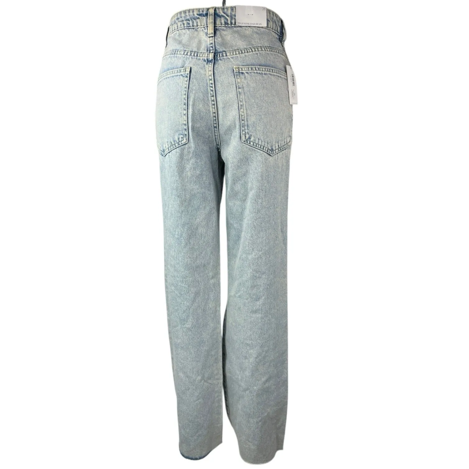 NEW WeWoreWhat Women's Rigid Denim Light Wash Distressed High Rise Dad Jeans  28
