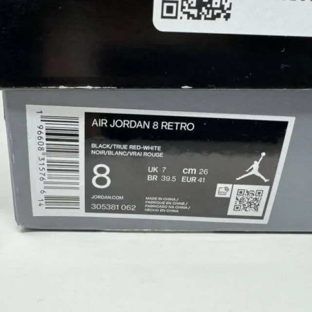 Nike air jordan retro viii 8 playoffs 2023 black red men's size 8 305381-062