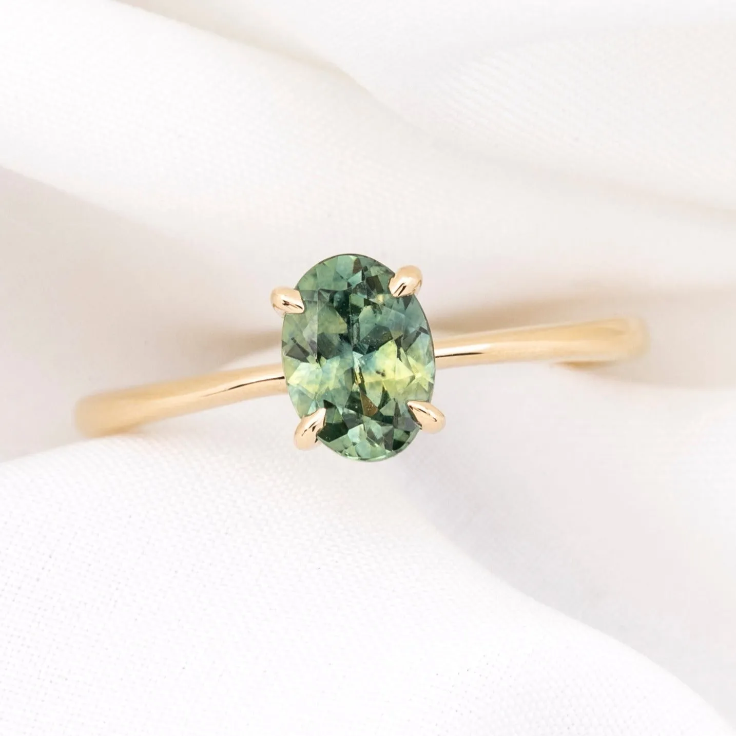 Nina Ring 1.01ct Green Montana Sapphire, 14k Yellow Gold (One of a kind)