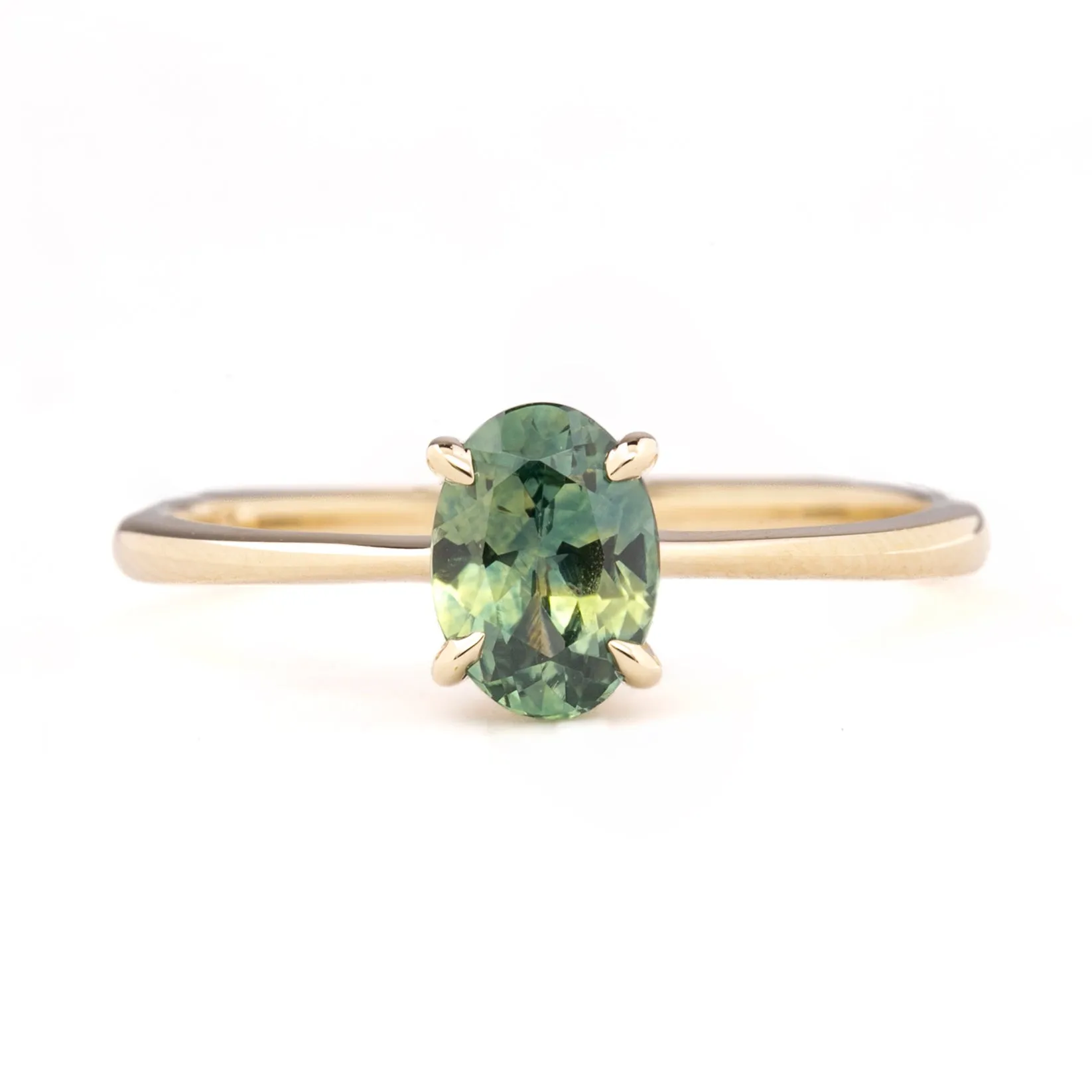 Nina Ring 1.01ct Green Montana Sapphire, 14k Yellow Gold (One of a kind)