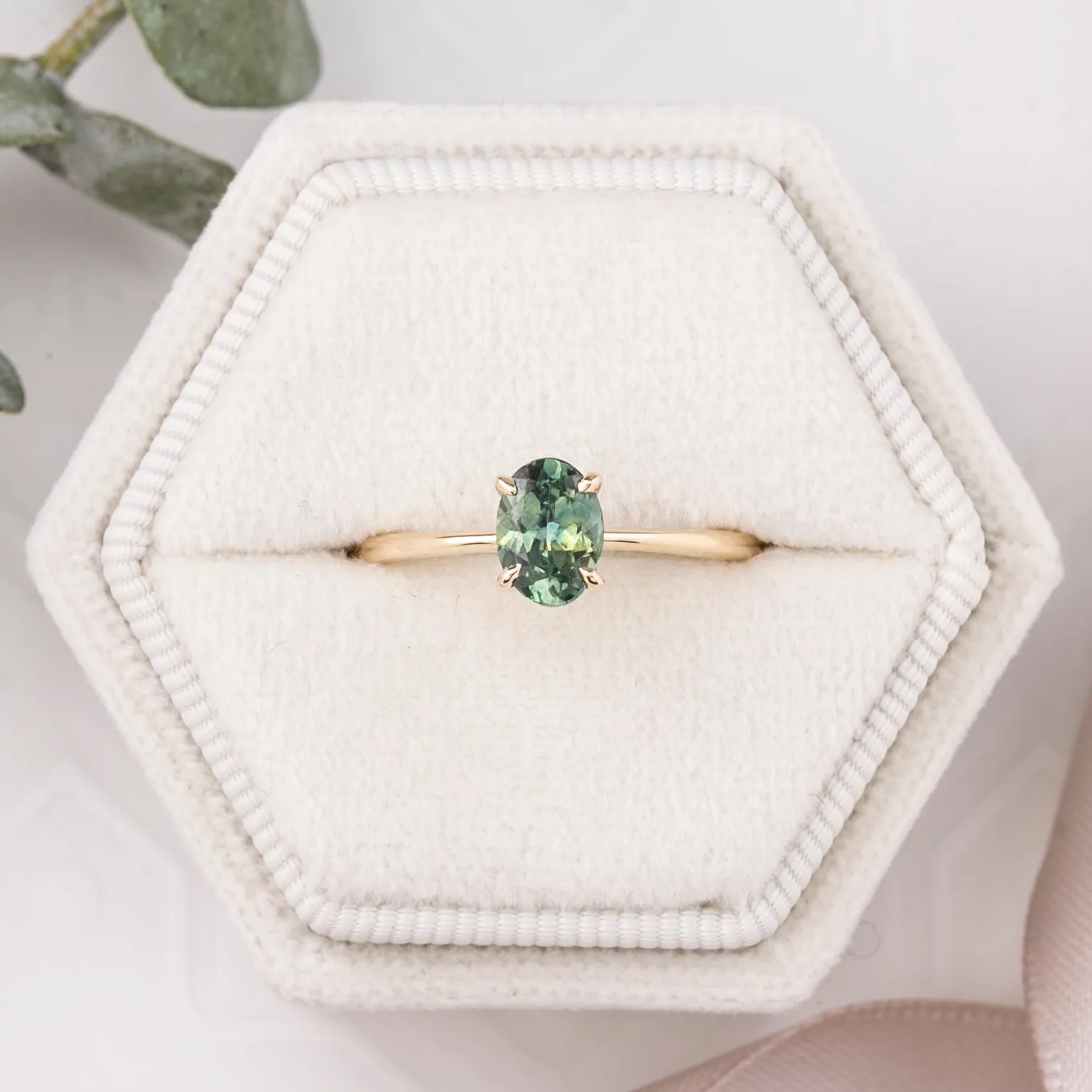 Nina Ring 1.01ct Green Montana Sapphire, 14k Yellow Gold (One of a kind)