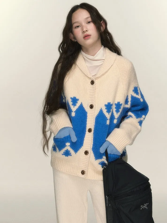 Nordic Retro Mohair-Knit Cardigan