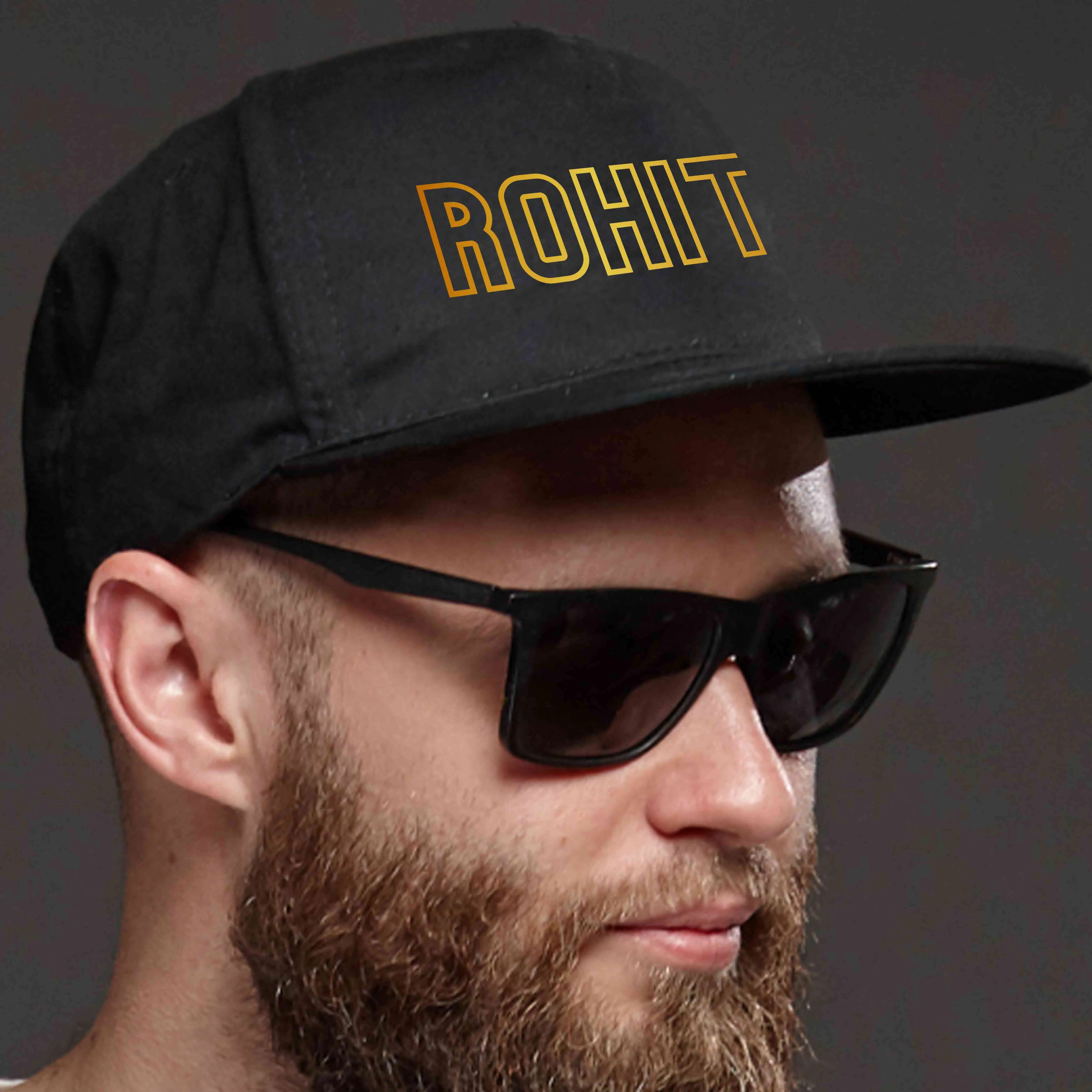 Nutcase Mens Black Cap - Personalized Name on Black Caps - Cricket