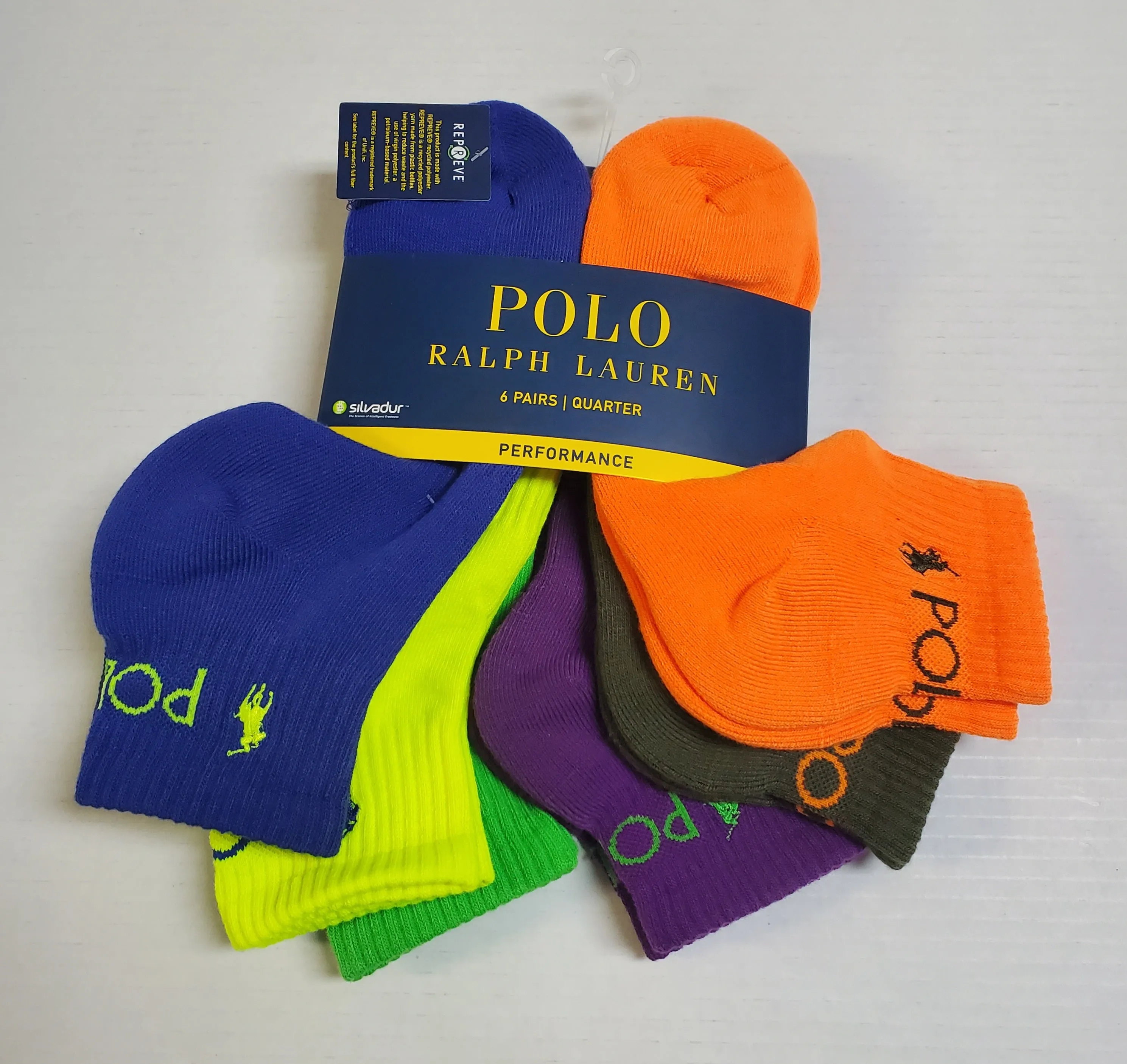 Nwt Polo Ralph Lauren 6 Pack Ankle Small Pony/Spellout Polo Socks