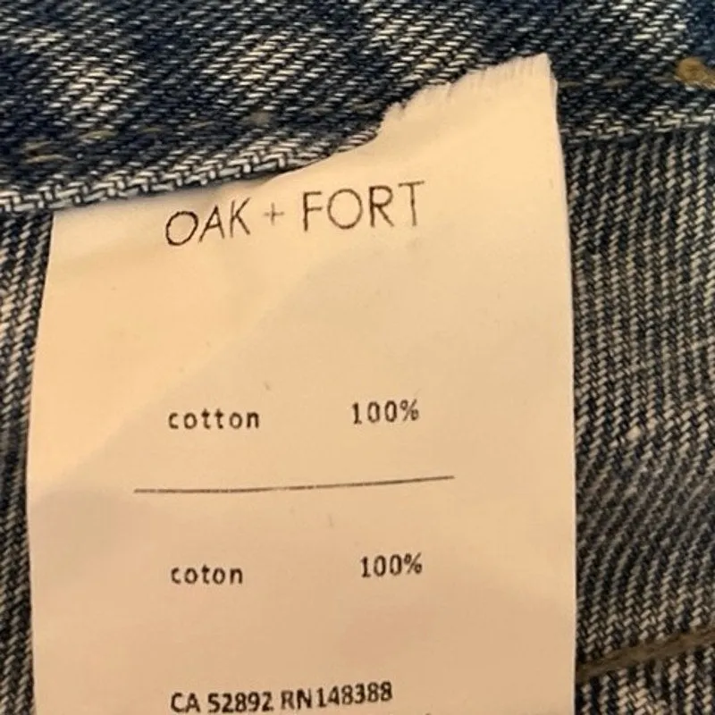 Oak + Fort Blue 100% Cotton High Rise Light Wash Cropped Wide Leg Jeans Size S