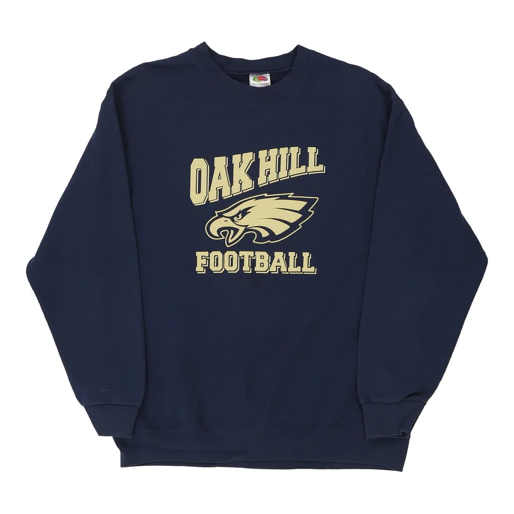 Oakhill Football Fruit Of The Loom Sweatshirt - Large Navy Cotton Blend