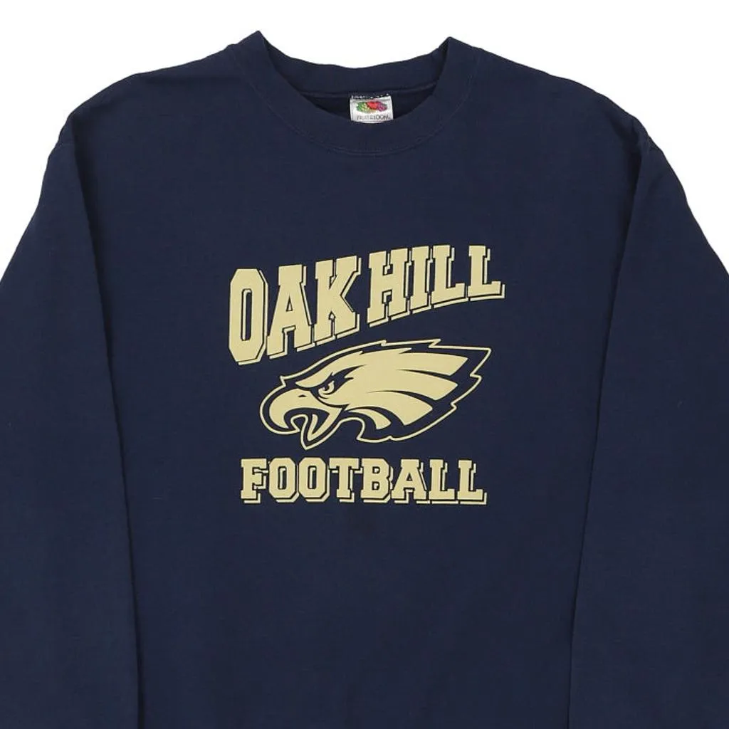 Oakhill Football Fruit Of The Loom Sweatshirt - Large Navy Cotton Blend