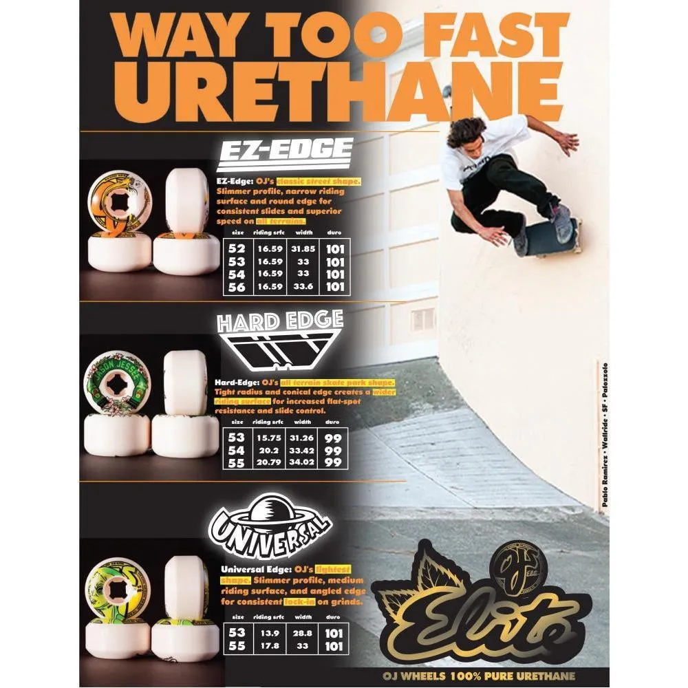 OJ Elite Skateboard Wheels Elite Mini Combo 101a White 54 MM
