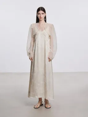 One-Piece＆Cardigan Embroidery Sheer Elegant Set-Up
