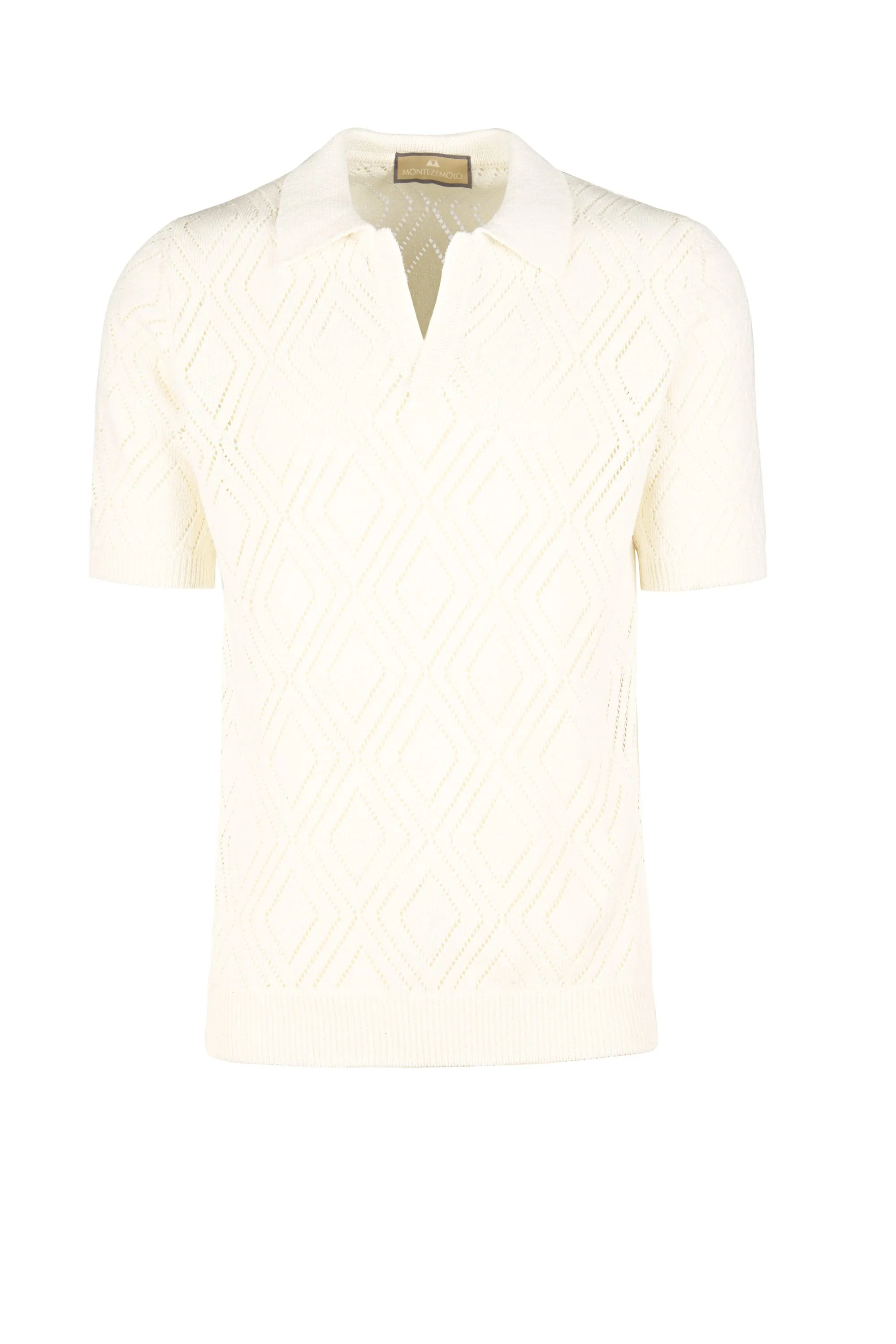 Open-Knit Inlaid Polo shirt