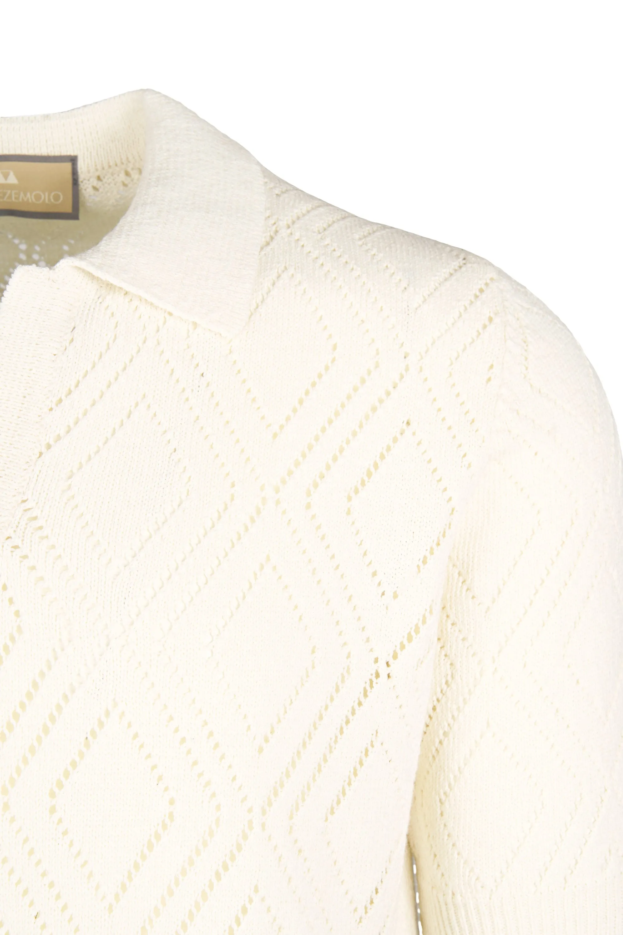 Open-Knit Inlaid Polo shirt