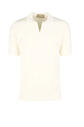 Open-Knit Inlaid Polo shirt