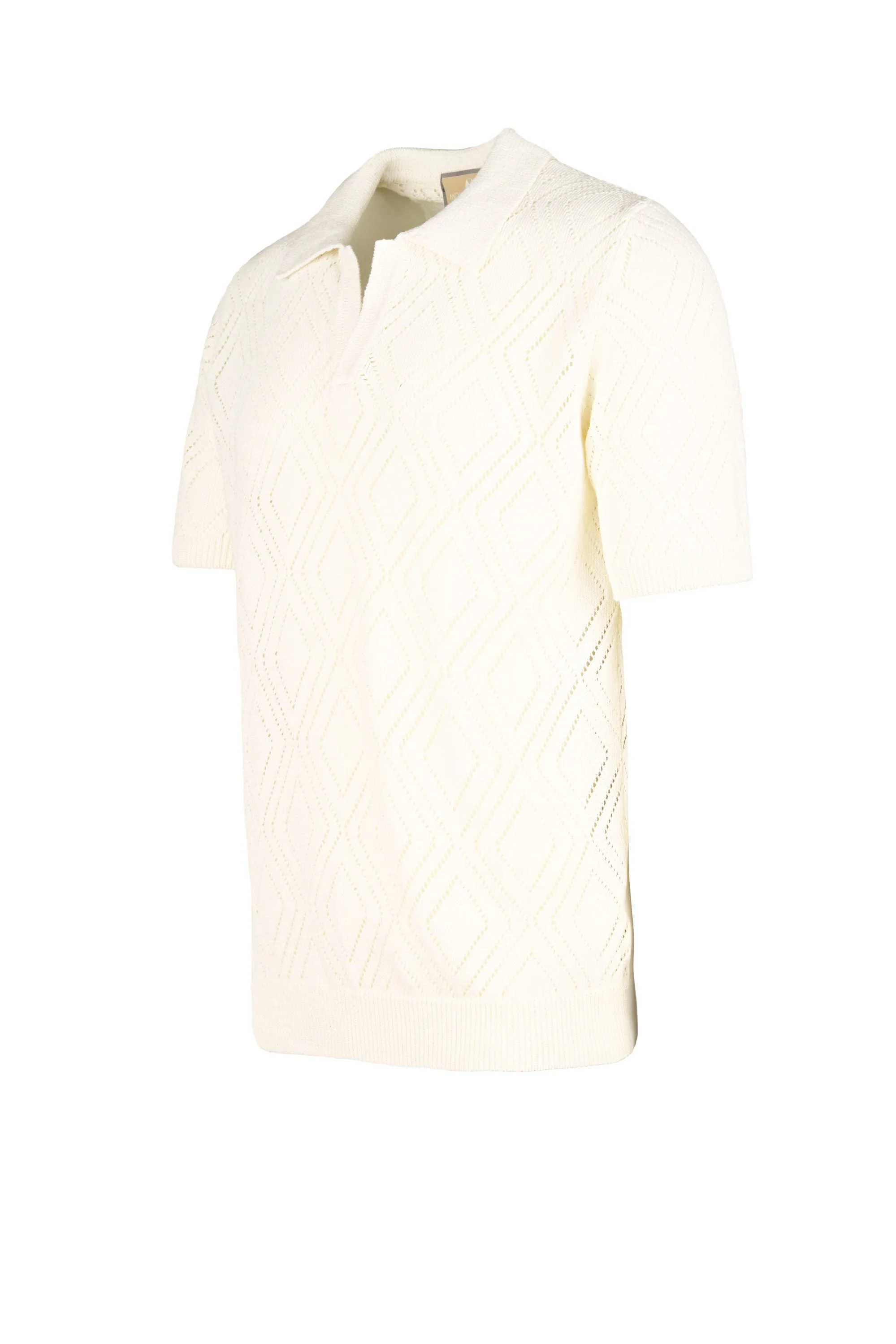 Open-Knit Inlaid Polo shirt