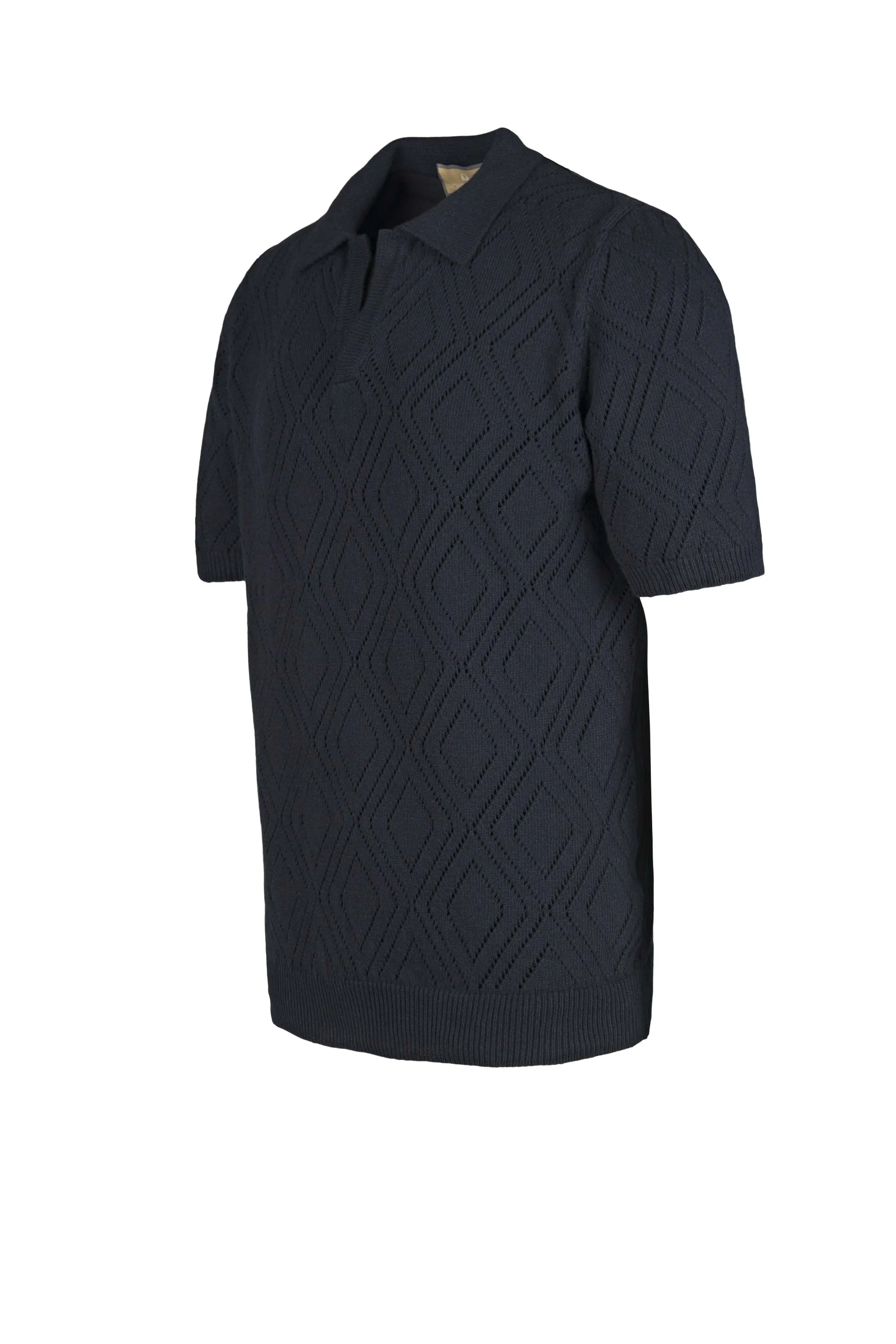 Open-Knit Inlaid Polo shirt