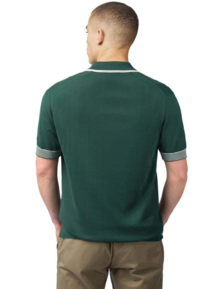 Open Neck Polo in Green