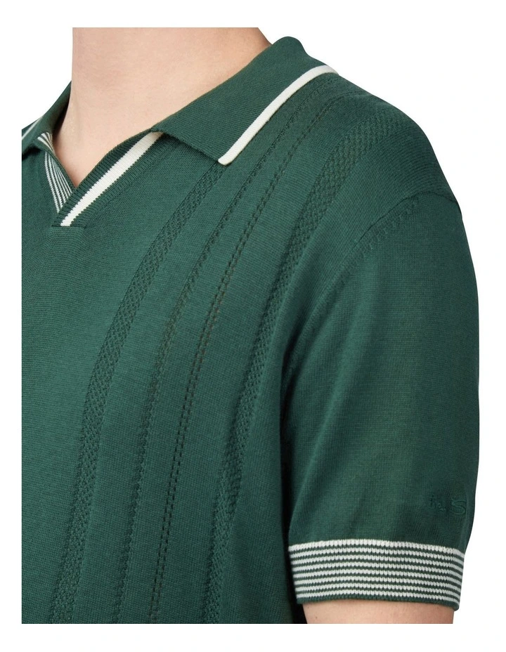 Open Neck Polo in Green