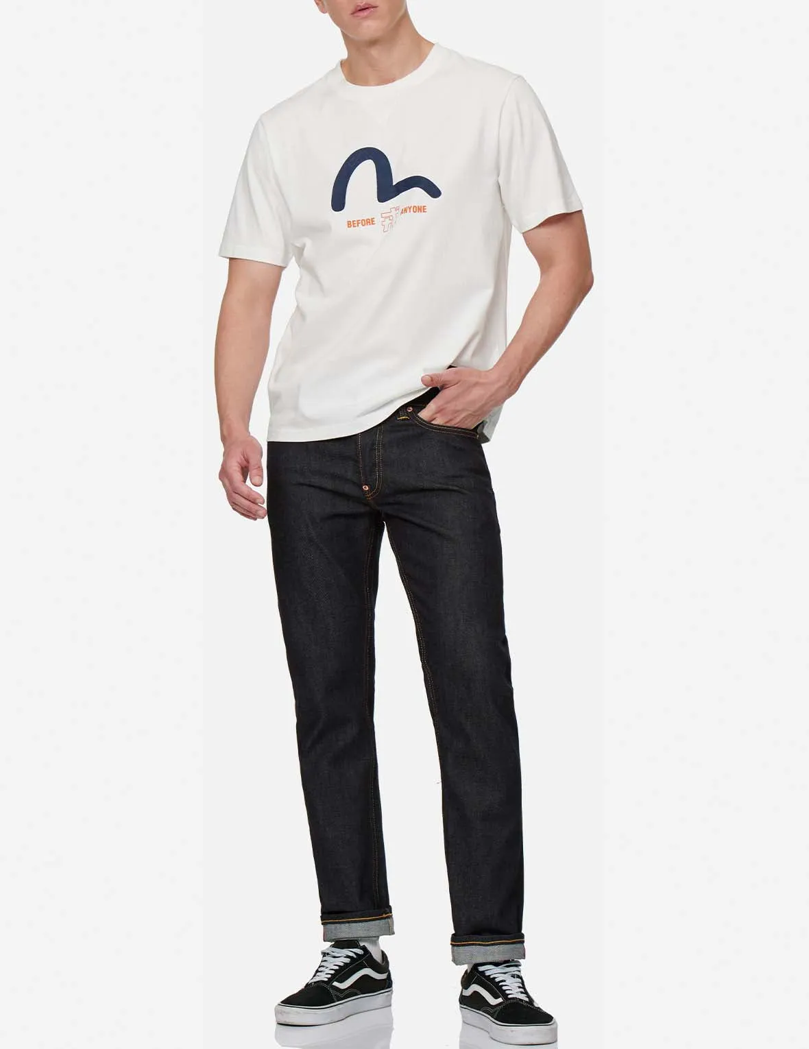 Orange Brushstroke Daicock Slim Straight fit Jeans #2010