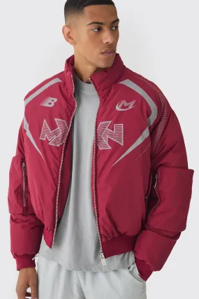 Oversized Boxy Moto Puffer Bomber Jacket