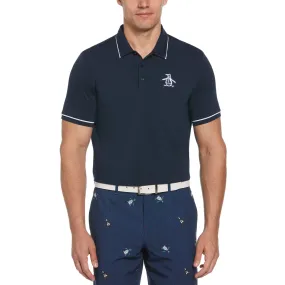 Oversized Pete Tipped Short Sleeve Golf Polo Shirt In Black Iris