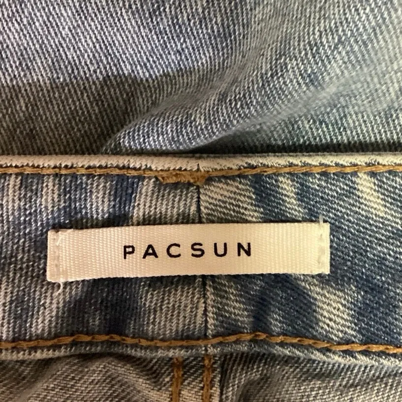 Pacsun Blue Patch On High-rise Straight Tapered Leg Ankle Denim Mom Jeans Sz 25