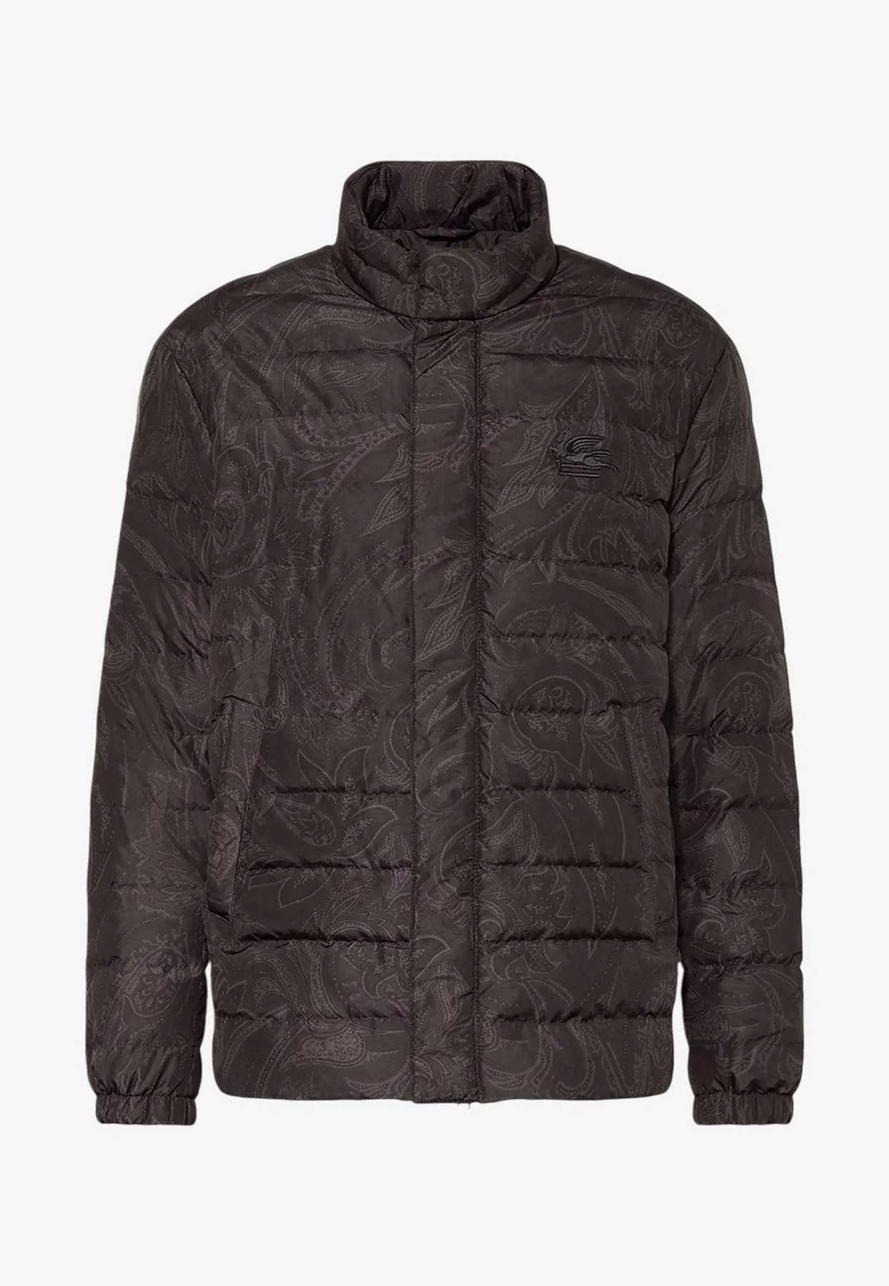 Paisley Jacquard Zip-Up Down Jacket