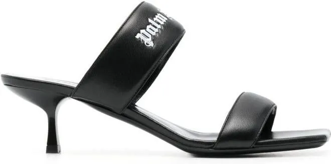 Palm Angels 45mm logo band leather mules Black