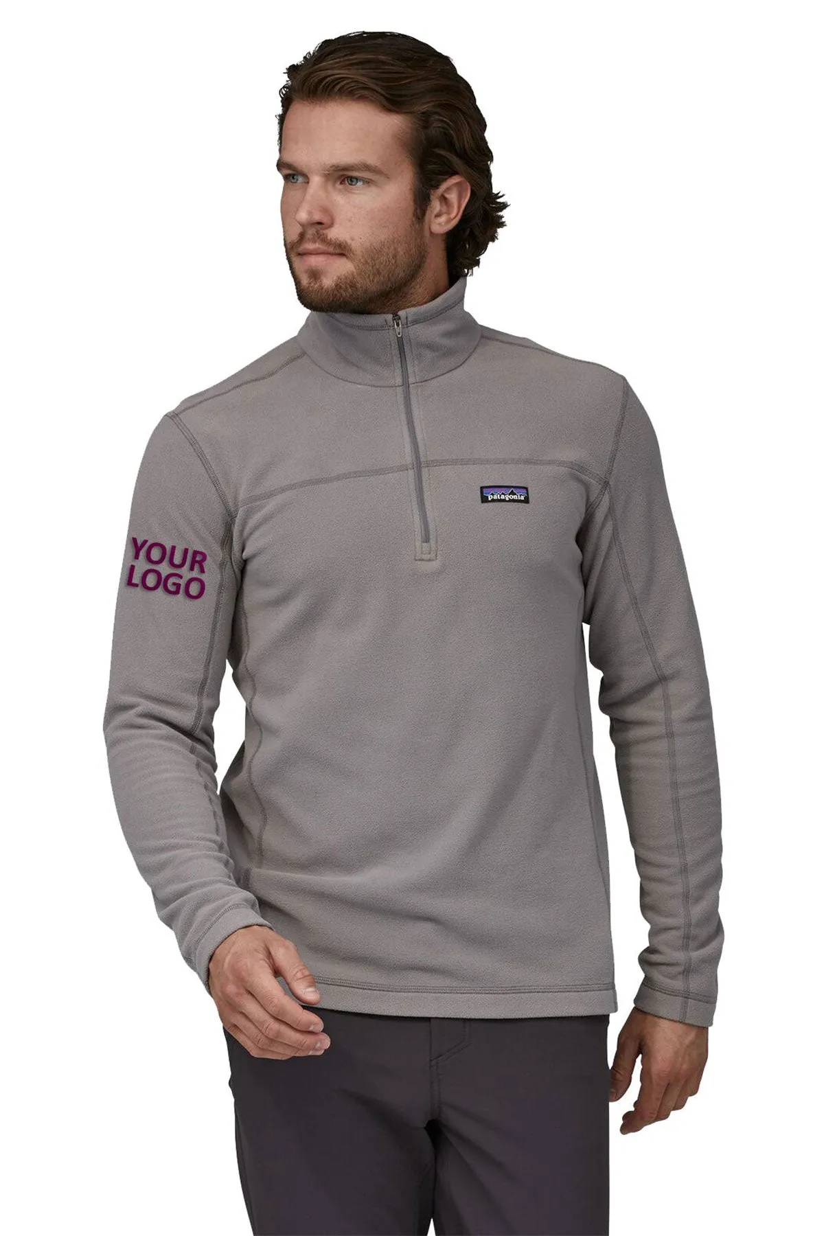 Patagonia Mens Micro D Custom Fleece Pullovers, Feather Grey