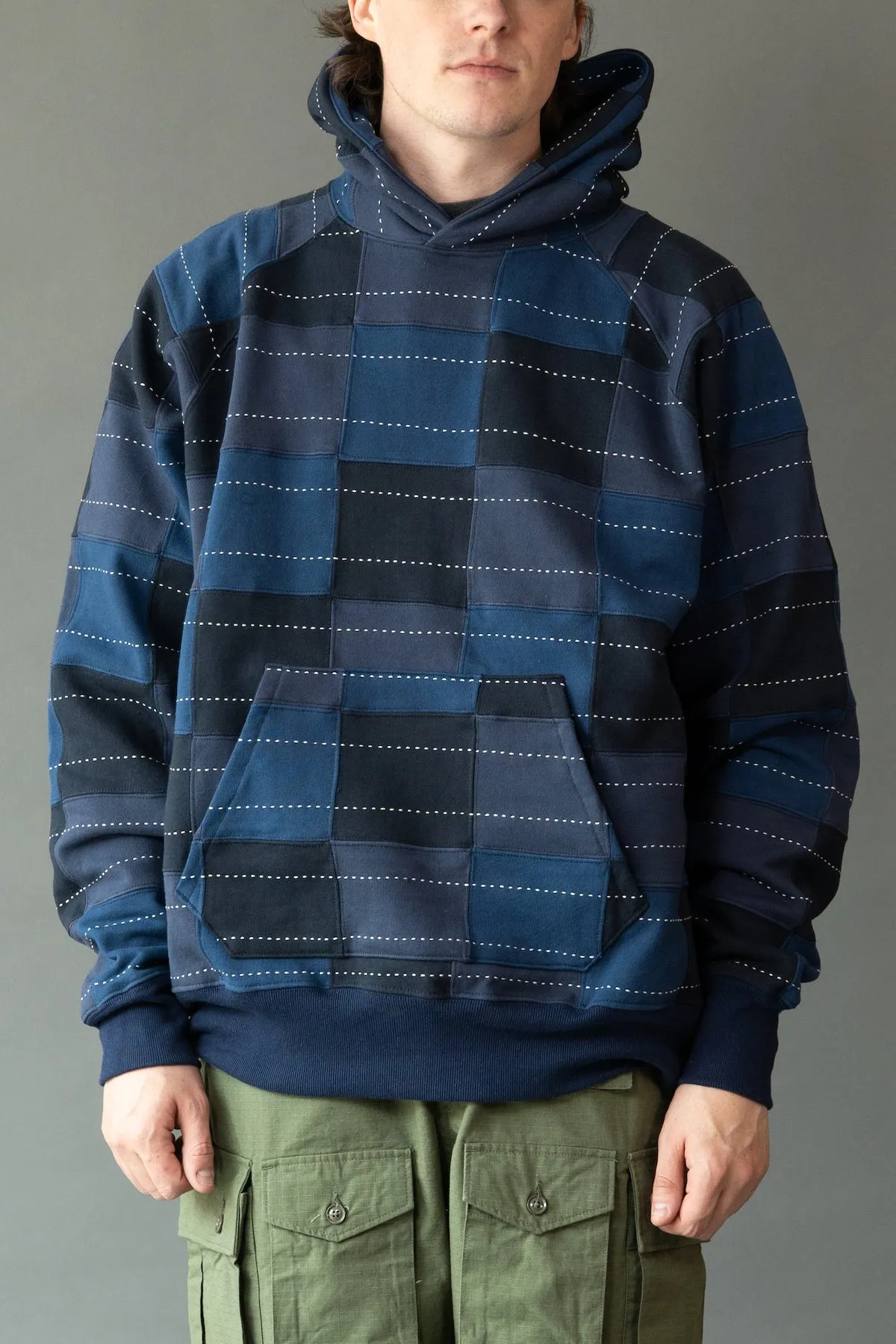 Patchwork Hoodie - Blue