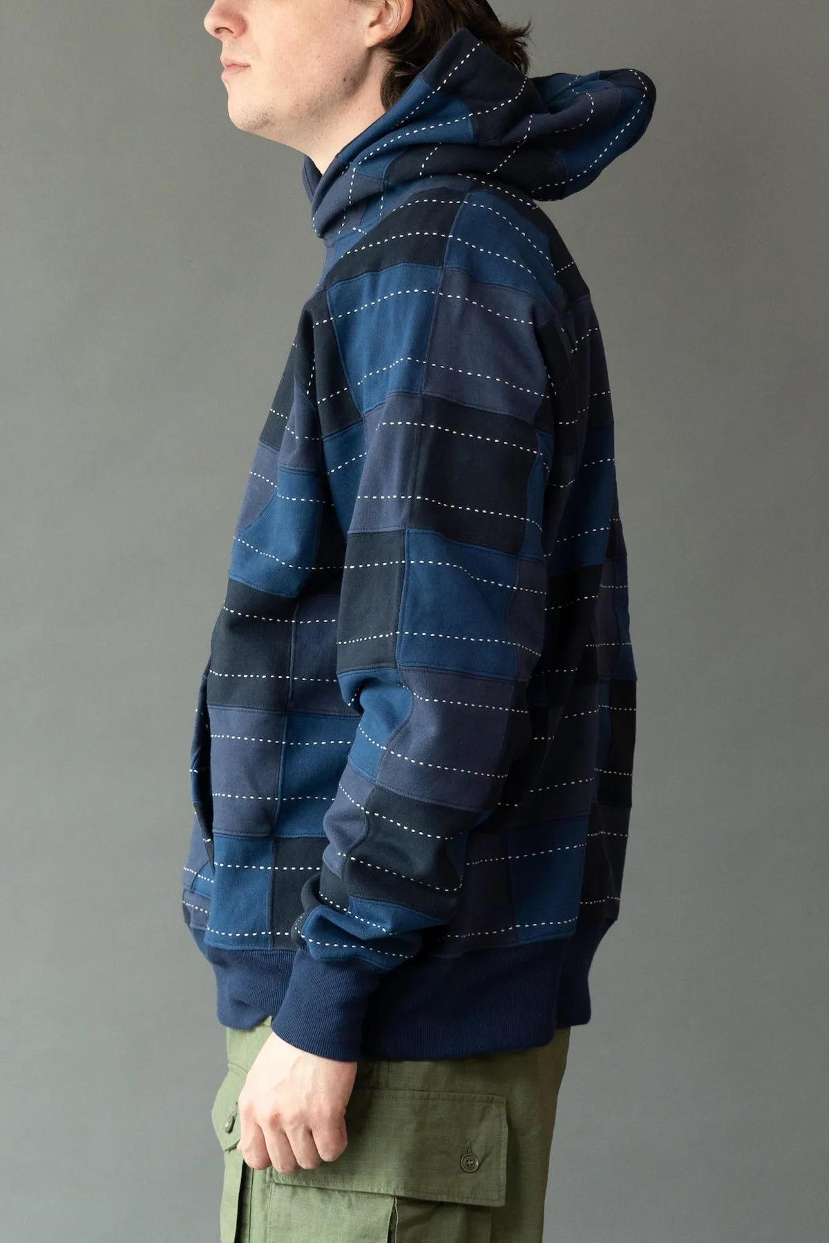 Patchwork Hoodie - Blue