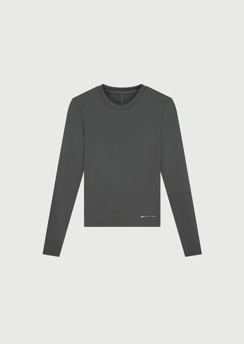 PE NATION      PE NATION - FOUNDATION LONG SLEEVE TOP (GUNMETAL)