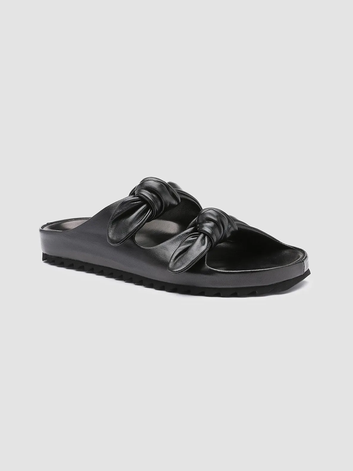 PELAGIE 010 - Black Woven Leather Sandals